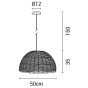 ΦΩΤΙΣΤΙΚΟ ΚΡΕΜΑΣΤΟ ΜΟΝΟΦΩΤΟ Ε27 MAX 60W D500X350 RATTAN ΜΑΥΡΟ ARTE ILLUMINA KAI Eurolamp 144-33024