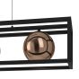 Κρεμαστό Φωτιστικό Ράγα L110xH150cm Τρίφωτο 3xE27 Μαύρο-Γυαλί Χρώμα Χαλκού Eglo Cordoba 390091