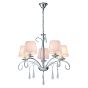 KQ 9007-5 FLAREN NICKEL PENDANT CRYSTALS & WHITE SHADES HOMELIGHTING 77-8196