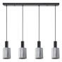 SE21-BL-4-4BL-GL1 ADEPT TUBE Black Pendant Smoked Glass+ HOMELIGHTING 77-8489