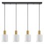 SE21-GM-4-4BL-SH1 ADEPT TUBE Gold Matt Pendant White Fabric Shade+ HOMELIGHTING 77-8602