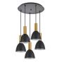 SE21-GM-4-5BL-MS2 ADEPT TUBE Gold Matt Pendant Black Metal Shade+ HOMELIGHTING 77-8643