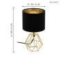 Πορτατίφ 16,5xH30,5cm 1xE14 Μαύρο Καπέλο Βάση Χρυσό Eglo Carlton 2 95788
