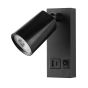 ΑΠΛΙΚΑ ΚΡΕΒΑΤΙΟΥ ΑΝΑΓΝΩΣΗΣ ΜΑΥΡΗ ΜΕ USB -TYPE C 5W 3000K 150X80X145mm  ARTE ILLUMINA CHARGE Eurolamp 145-22070