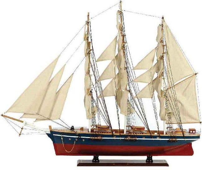 Ξύλινο Παραδοσιακό Καράβι 120 x 19 x 97 (H) cm, Χρώμα Μπλέ-Κόκκινο Lianos 31118