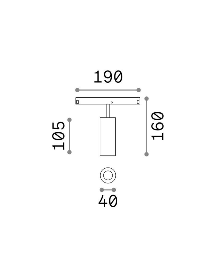 EGO TRACK SINGLE 12W 3000K ON-OFF BK Ideal Lux 257655