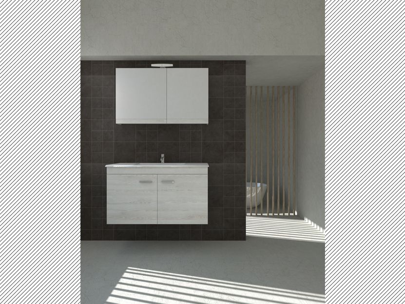 Σετ Έπιπλο Μπάνιου Βάση 60cm Βάση -Νιπτήρας-Καθρέπτης -Φωτιστικό Savvopoulos Economy Emily I-8010 