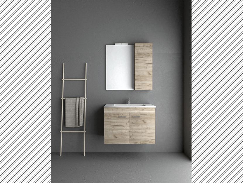 Σετ Έπιπλο Μπάνιου Βάση Grey Craft 100 εκ.Βάση -Νιπτήρας-Καθρέπτης -Φωτιστικό Savvopoulos Economy Emily Ii-8002 