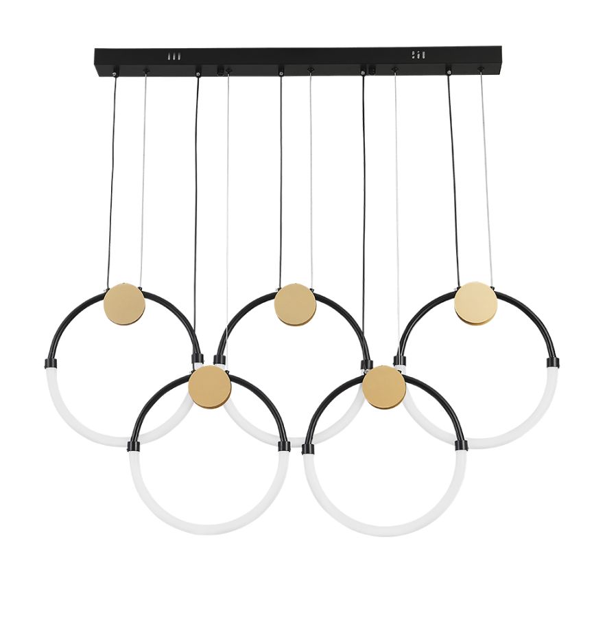 Φωτιστικό Κρεμαστό Ράγα Πεντάφωτη L950xH1545mm Led 45w 2903lm 3000K Χρυσαφί-Μαύρο Viokef Briana 4315000