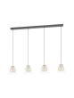 Κρεμαστό Φωτιστικό Ράγα L135xH150cm Τετράφωτο 4xE27 Μαύρο-Ορείχαλκος-Γυαλί Eglo Jazminia 390038