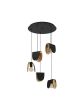 Κρεμαστό Φωτιστικό D50xH150cm Πεντάφωτη Ροζέτα 5xE27 Μαύρο-Χρυσό Eglo Serenara 390183