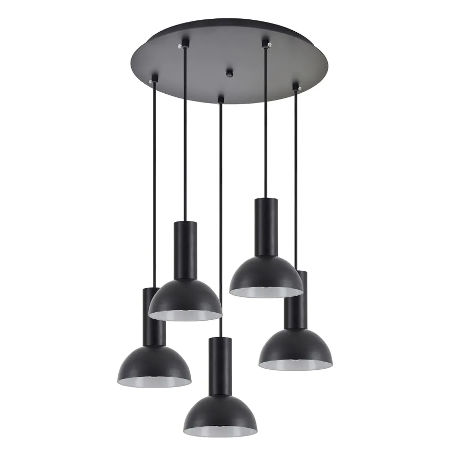 SE21-BL-4-5BL-MS3 ADEPT TUBE Black Pendant Black Metal Shade+ HOMELIGHTING 77-8559