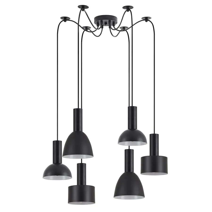 SE21-BL-4-BL6-MS12 ADEPT FLEX Black Pendant Black Metal Shade+ HOMELIGHTING 77-8913
